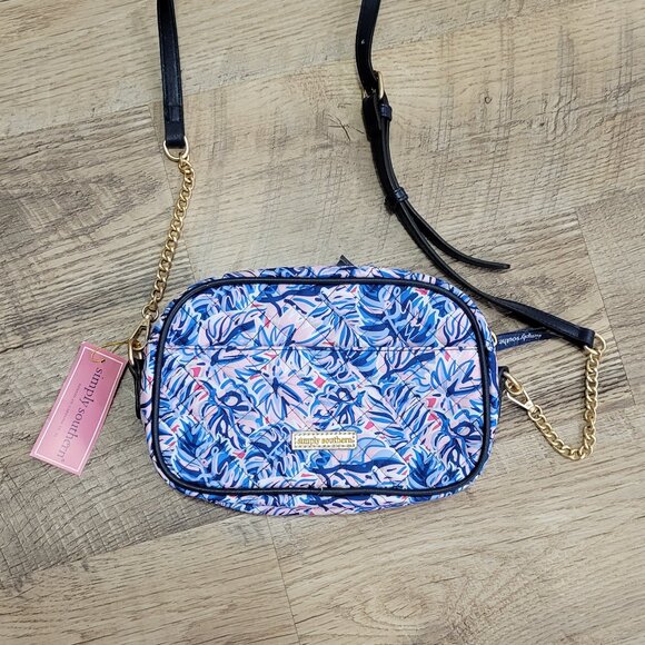 NWT Simply Southern Crossbody Leaf Blue Purse - Picture 4 of 6